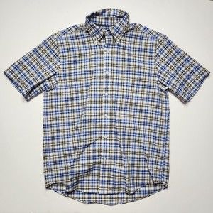 St.John's Bay Button-Down Shirt Mens Medium Multicolor Plaid Cotton Short Sleeve